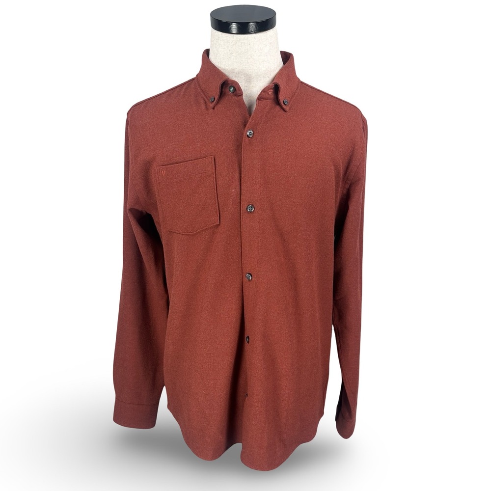 Linksoul Mens LS243 Rust Blood Orange Button Down Flannel Texture Shirt Size M